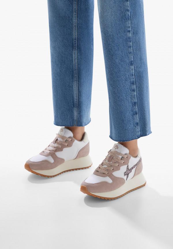 W6yz Sneakers In Suede E Tessuto Tecnico Bianco-Rosa -JET-W