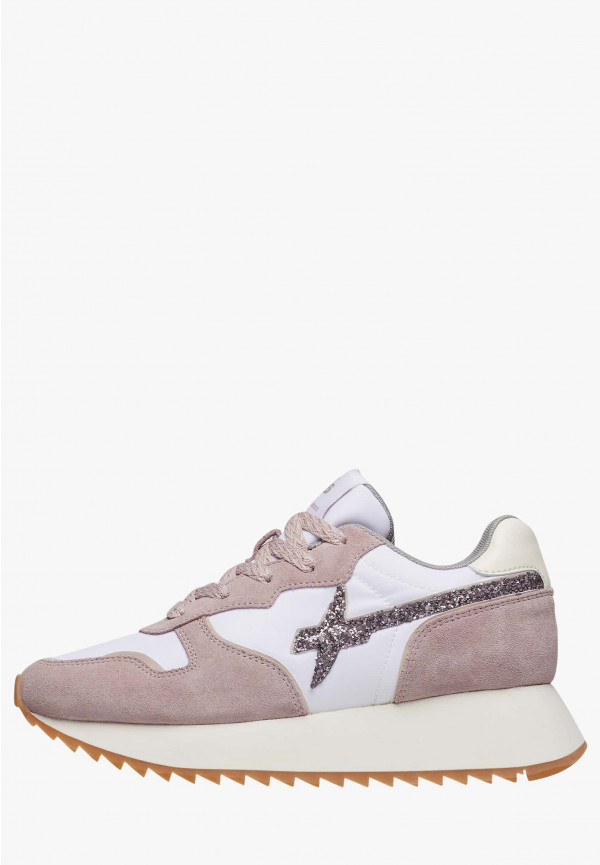 W6yz Sneakers in suede e tessuto tecnico Bianco-Rosa -JET-W