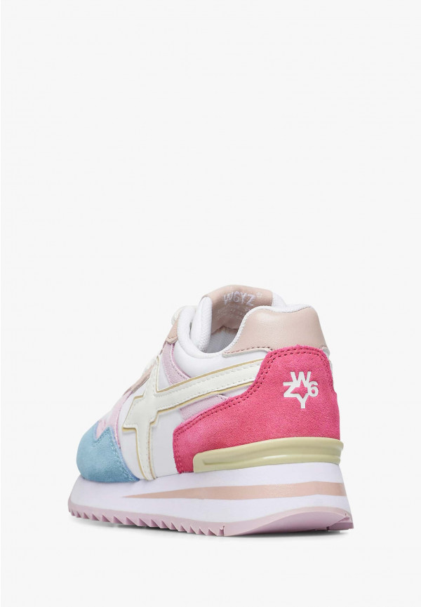 W6yz Sneakers In Suede E Tessuto Tecnico Bianco-Rosa -YAK-J