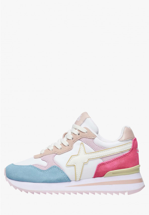 W6yz Sneakers in suede e tessuto tecnico Bianco-Rosa -YAK-J