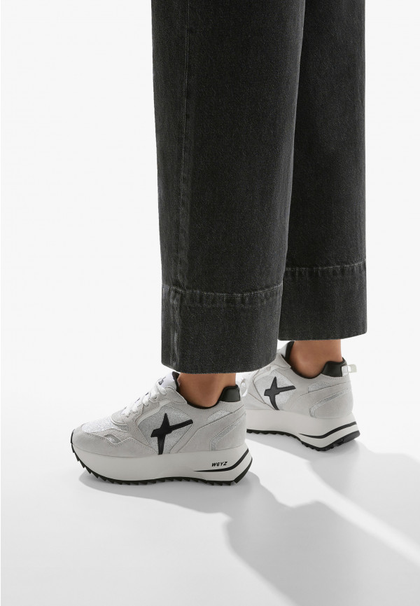 W6yz Sneakers In Suede E Tessuto Tecnico Con Glitter Argento -ANNY 2 W