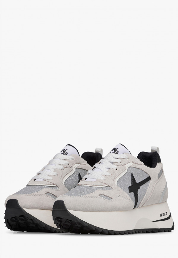 W6yz Sneakers In Suede E Tessuto Tecnico Con Glitter Argento -ANNY 2 W