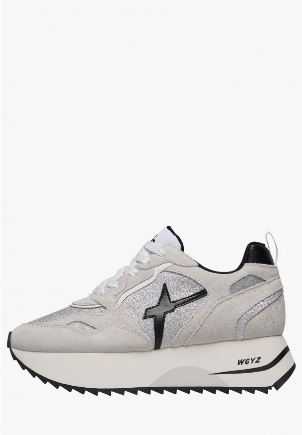 W6yz Sneakers in suede e tessuto tecnico con glitter Argento -ANNY 2 W