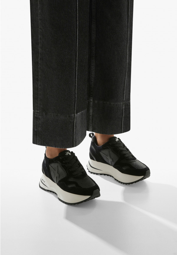W6yz Sneakers In Suede E Tessuto Tecnico Con Glitter Nero -ANNY 2 W