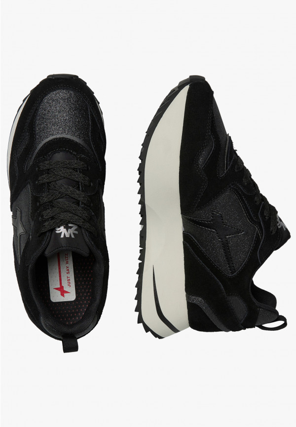 W6yz Sneakers In Suede E Tessuto Tecnico Con Glitter Nero -ANNY 2 W