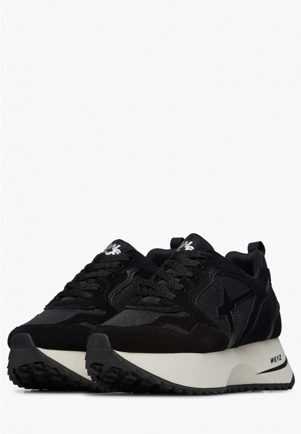 W6yz Sneakers In Suede E Tessuto Tecnico Con Glitter Nero -ANNY 2 W