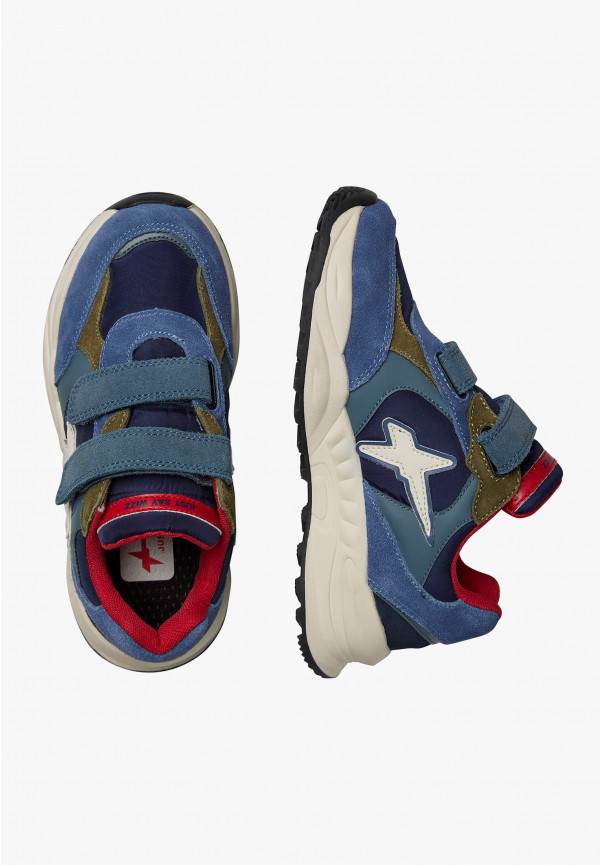 W6yz Sneakers In Suede E Tessuto Tecnico Navy -CHEWINGUM JUNIOR VL