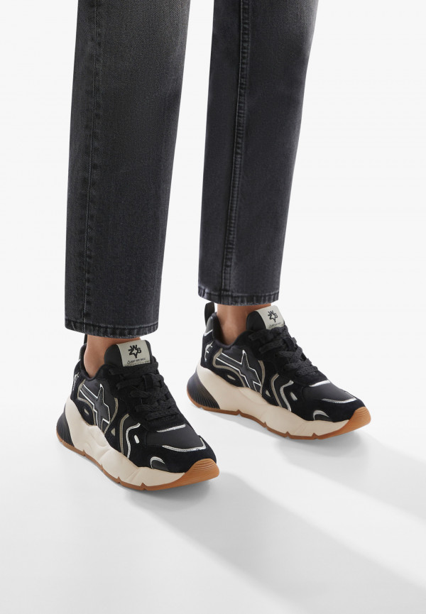 W6yz Sneakers In Suede E Tessuto Tecnico Nero -SARAH-W