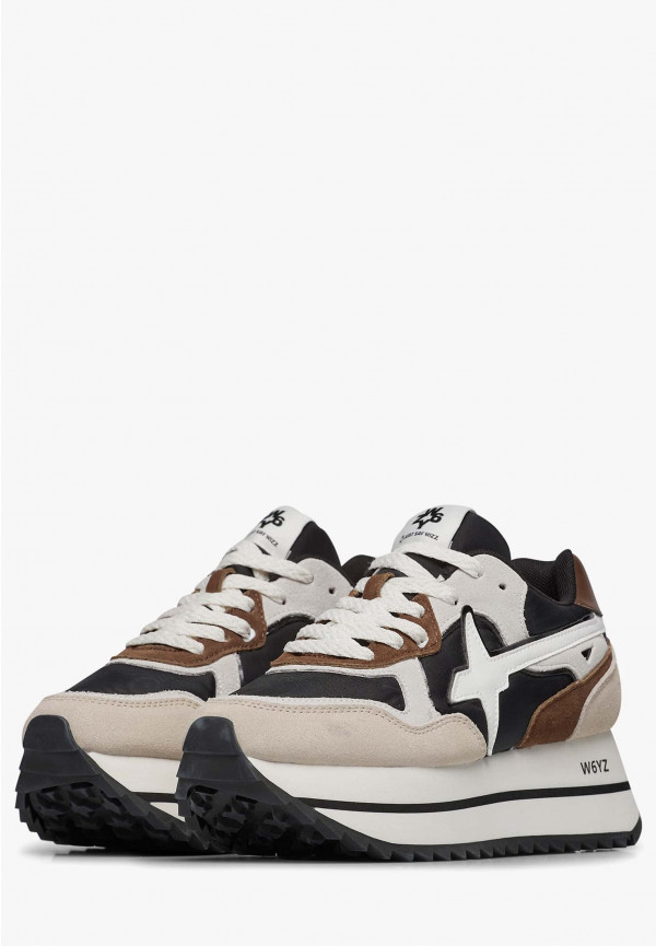 W6yz Sneakers In Tessuto Tecnico E Suede Beige-Nero -DEVA W