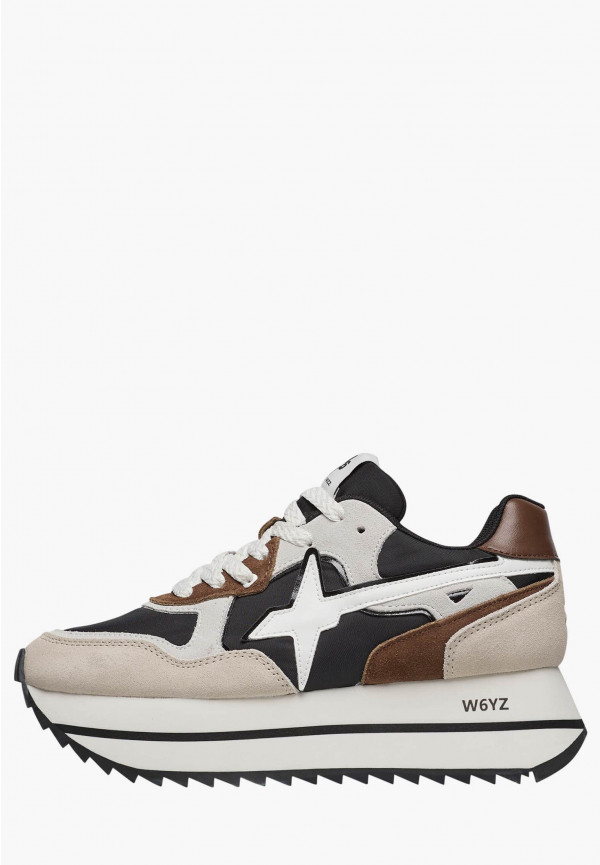 W6yz Sneakers in tessuto tecnico e suede Beige-Nero -DEVA W