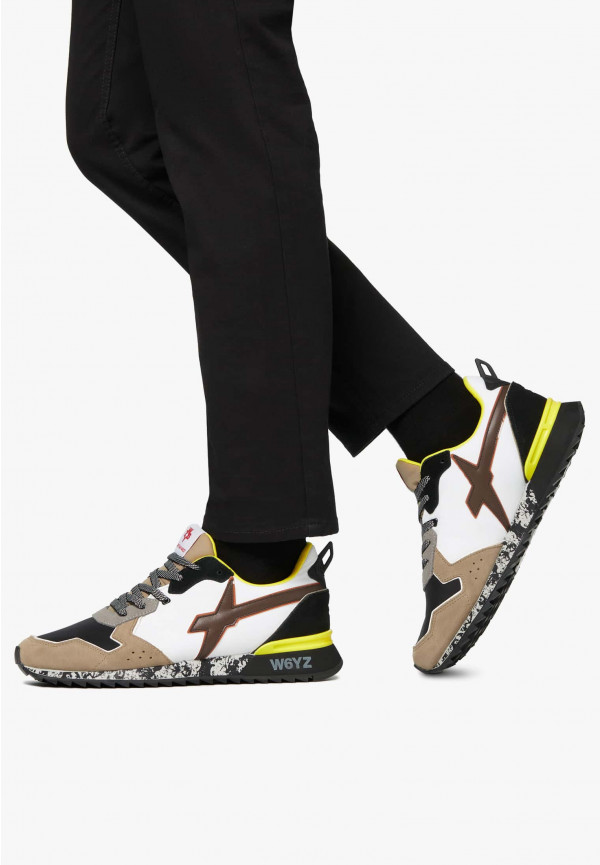 W6yz Sneakers In Tessuto Tecnico E Suede Bianco-Grigio -JET-M