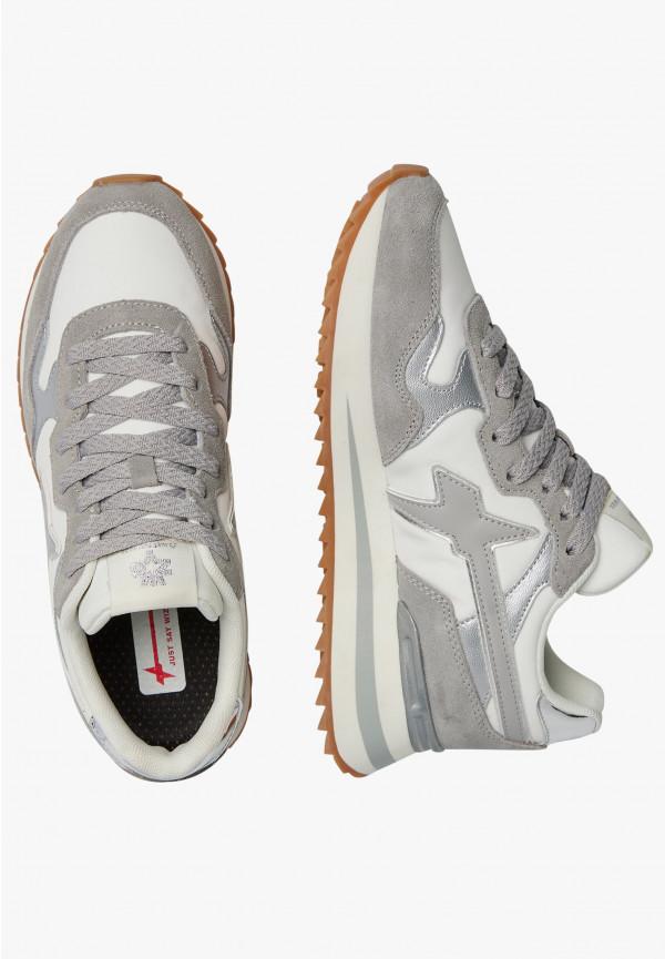 W6yz Sneakers In Tessuto Tecnico E Suede Bianco-Grigio -YAK-W