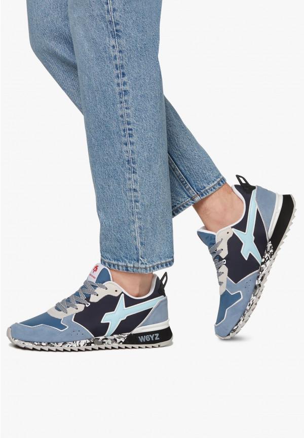 W6yz Sneakers In Tessuto Tecnico E Suede Celeste -JET-M