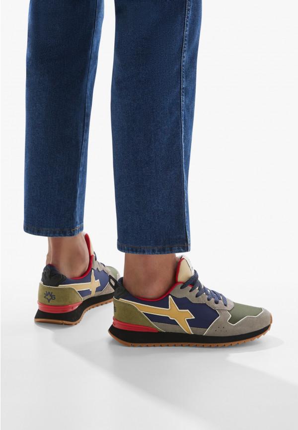 W6yz Sneakers In Tessuto Tecnico E Suede Grigio-Blu -JET-M