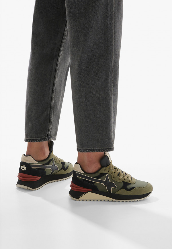 W6yz Sneakers In Tessuto Tecnico E Suede Militare -YAK-M