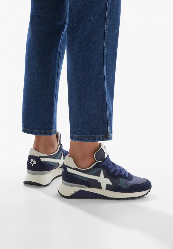 W6yz Sneakers In Tessuto Tecnico E Suede Navy -YAK-M