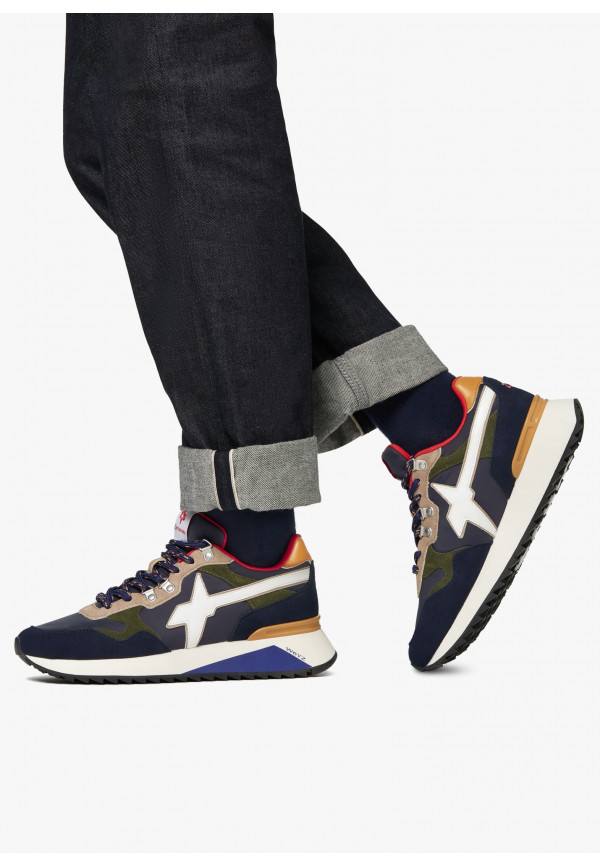 W6yz Sneakers In Tessuto Tecnico E Suede Navy -YAK-M