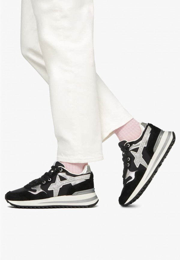 W6yz Sneakers In Tessuto Tecnico E Suede Nero-Argento -YAK-W