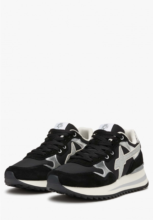 W6yz Sneakers In Tessuto Tecnico E Suede Nero-Argento -YAK-W