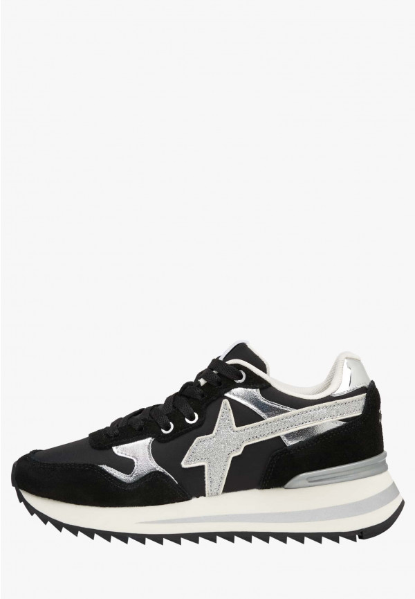 W6yz Sneakers in tessuto tecnico e suede Nero-Argento -YAK-W