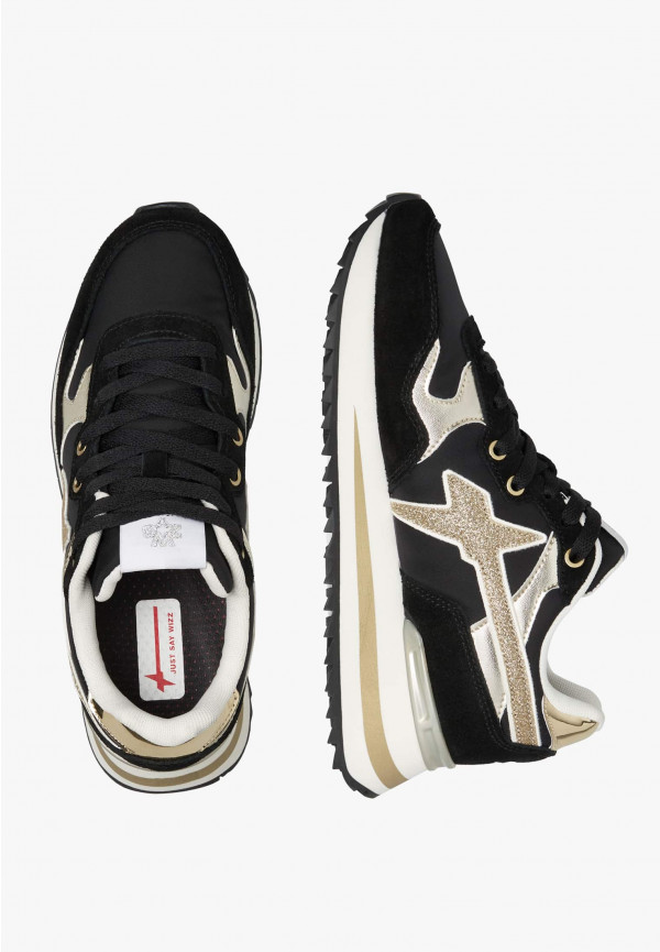 W6yz Sneakers In Tessuto Tecnico E Suede Nero-Oro -YAK-W