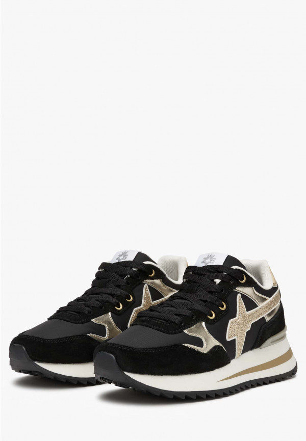 W6yz Sneakers In Tessuto Tecnico E Suede Nero-Oro -YAK-W