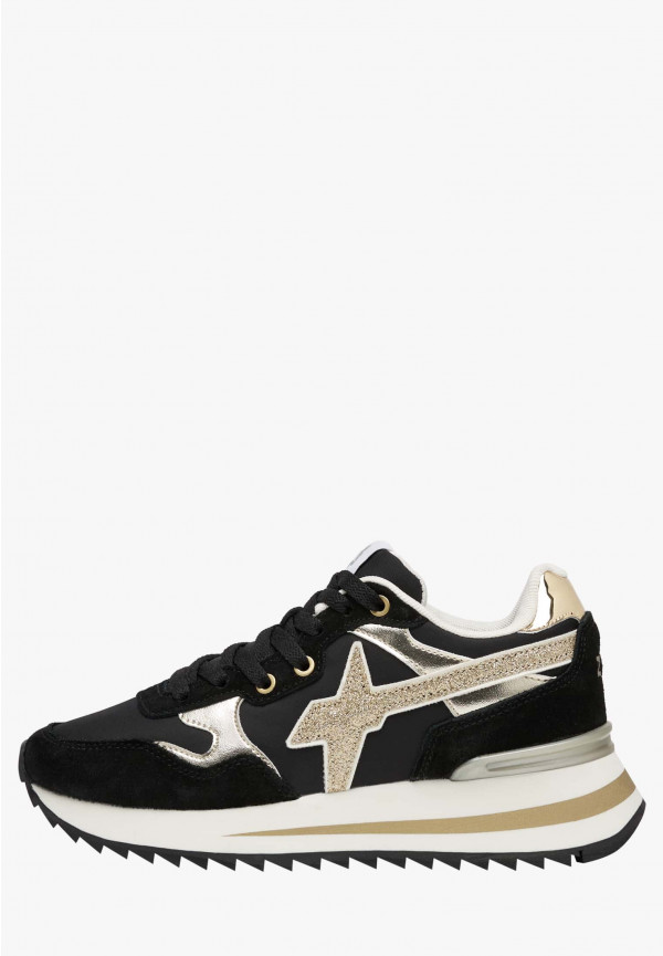 W6yz Sneakers in tessuto tecnico e suede Nero-Oro -YAK-W
