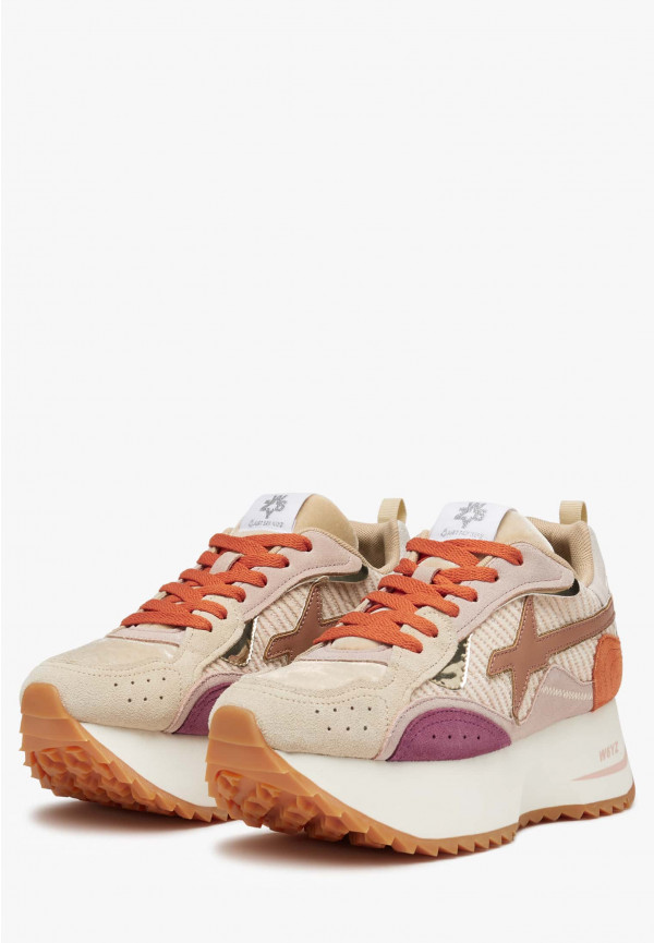 W6yz Sneakers In Tessuto Tecnico E Suede Rosa -ANNY W