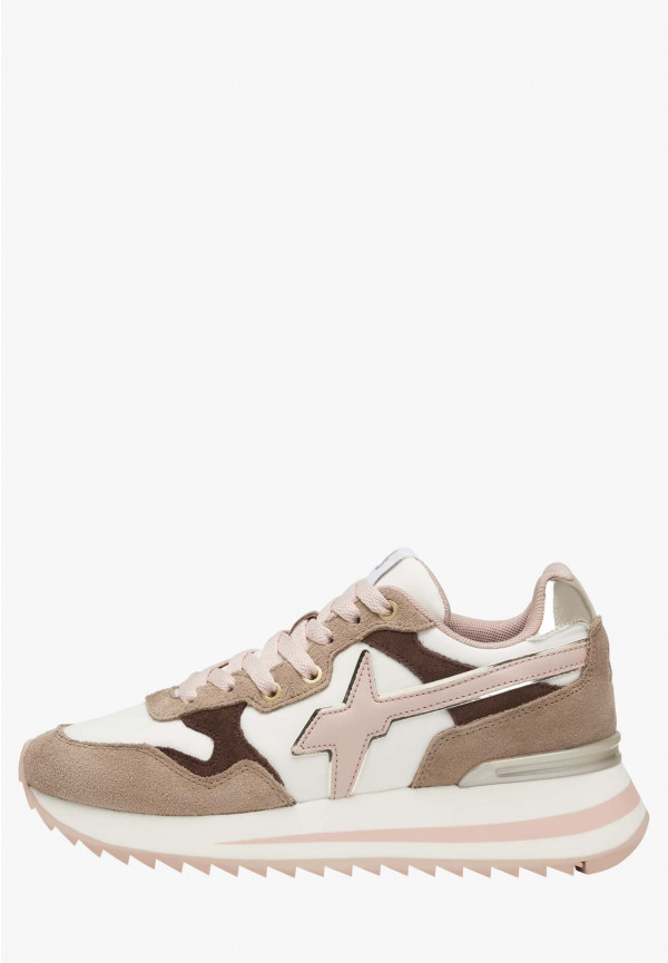 W6yz Sneakers in tessuto tecnico e suede Rosa-Beige -YAK-W