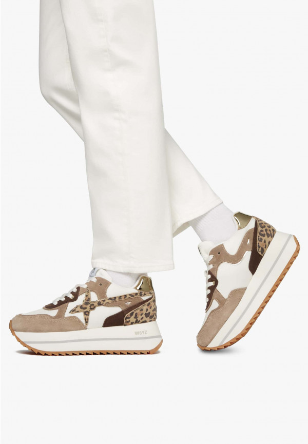 W6yz Sneakers In Tessuto Tecnico E Suede Tortora -DEVA W