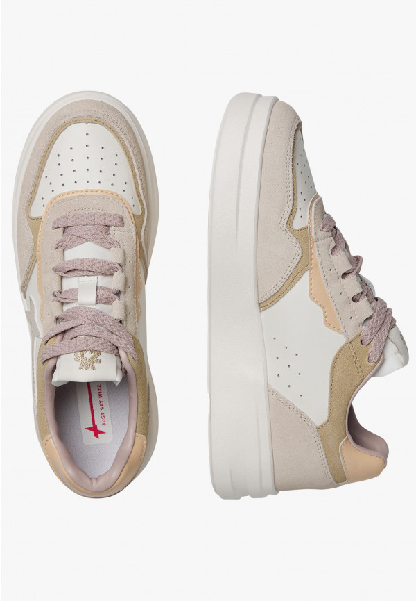 W6yz Sneaker In Pelle E Suede Bianco Panna -XENIA W