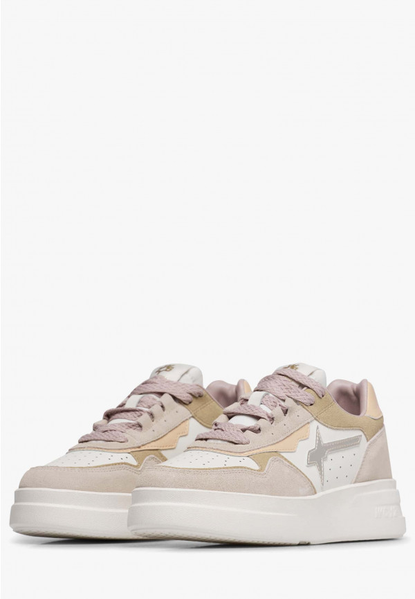 W6yz Sneaker In Pelle E Suede Bianco Panna -XENIA W