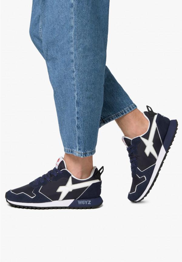 W6yz Sneakers In Tessuto Tecnico E Suede Blu -JET-M