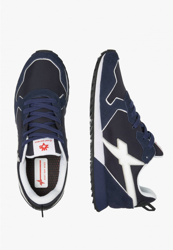 W6yz Sneakers In Tessuto Tecnico E Suede Blu -JET-M