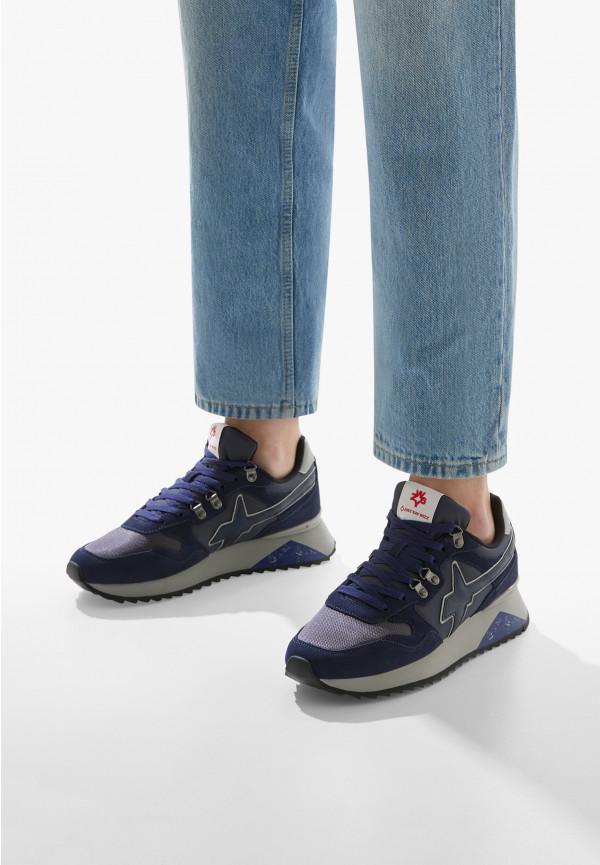 W6yz Sneakers In Tessuto Tecnico E Suede Blu -YAK-M