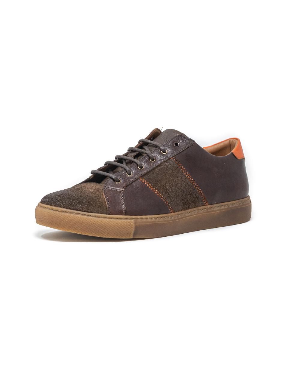 Wally Walker Wally Walker – Sneaker In Pelle E Camoscio Royale Dark Chestnut