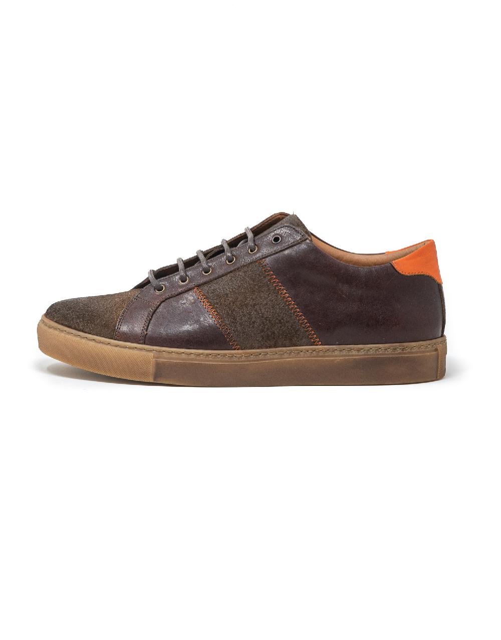 Wally Walker Wally Walker – Sneaker In Pelle E Camoscio Royale Dark Chestnut