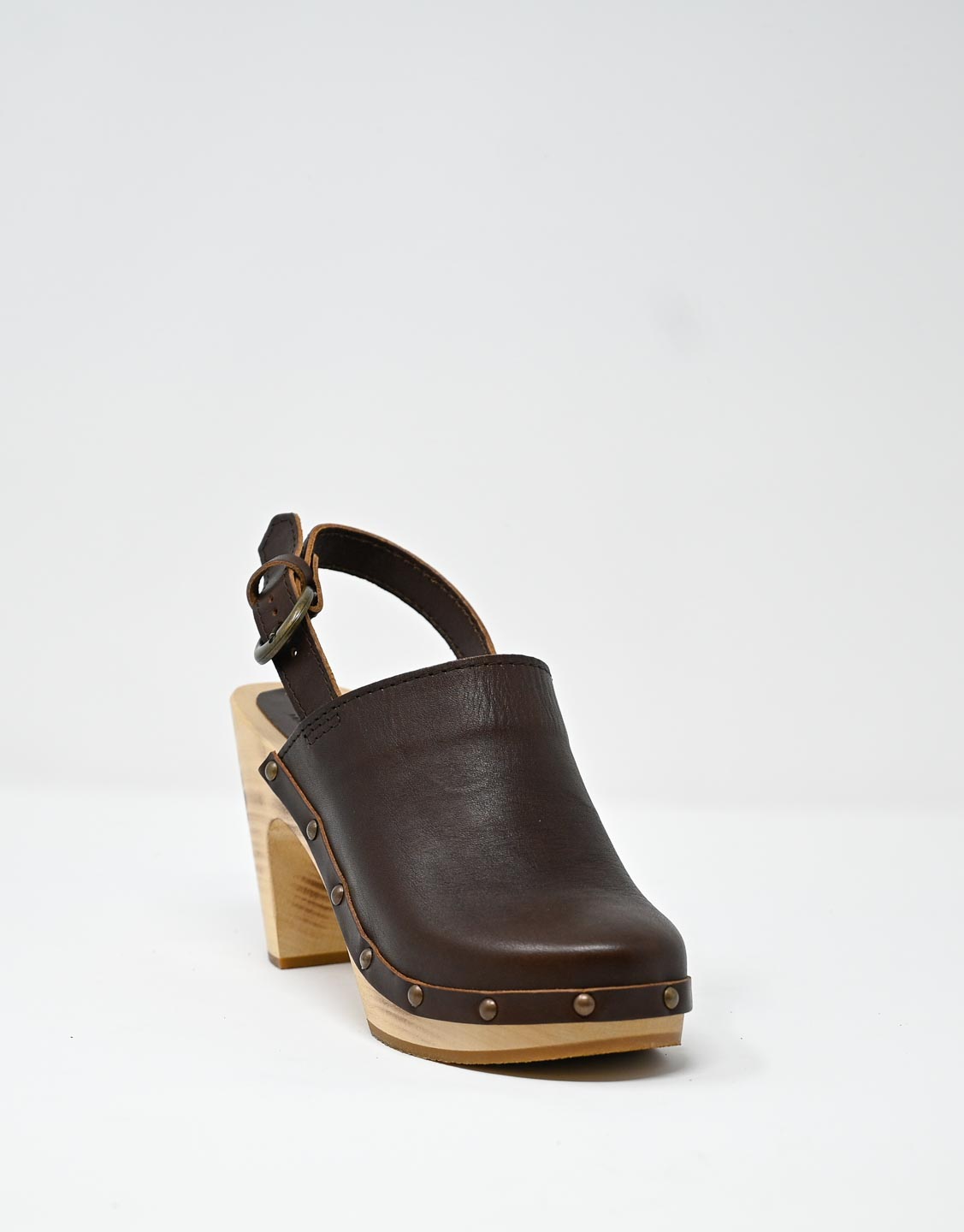 Wally Walker Zoccolo In Pelle Dark Chestnut Olandflex By Astorflex