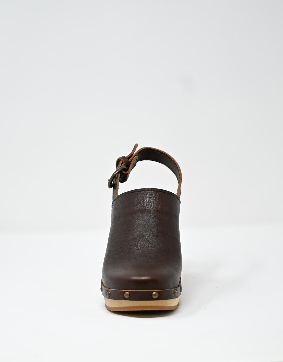 Wally Walker Zoccolo In Pelle Dark Chestnut Olandflex By Astorflex