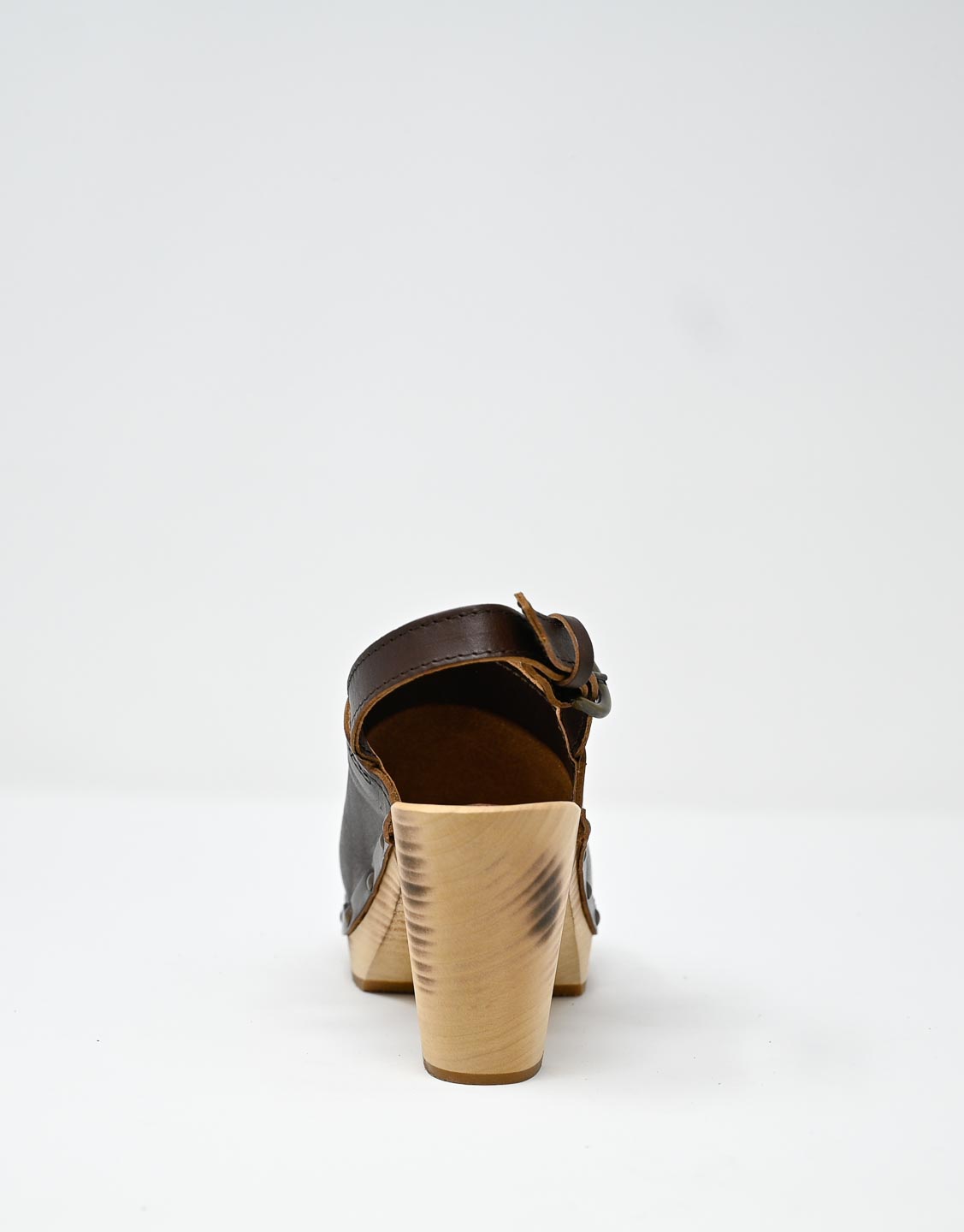 Wally Walker Zoccolo In Pelle Dark Chestnut Olandflex By Astorflex