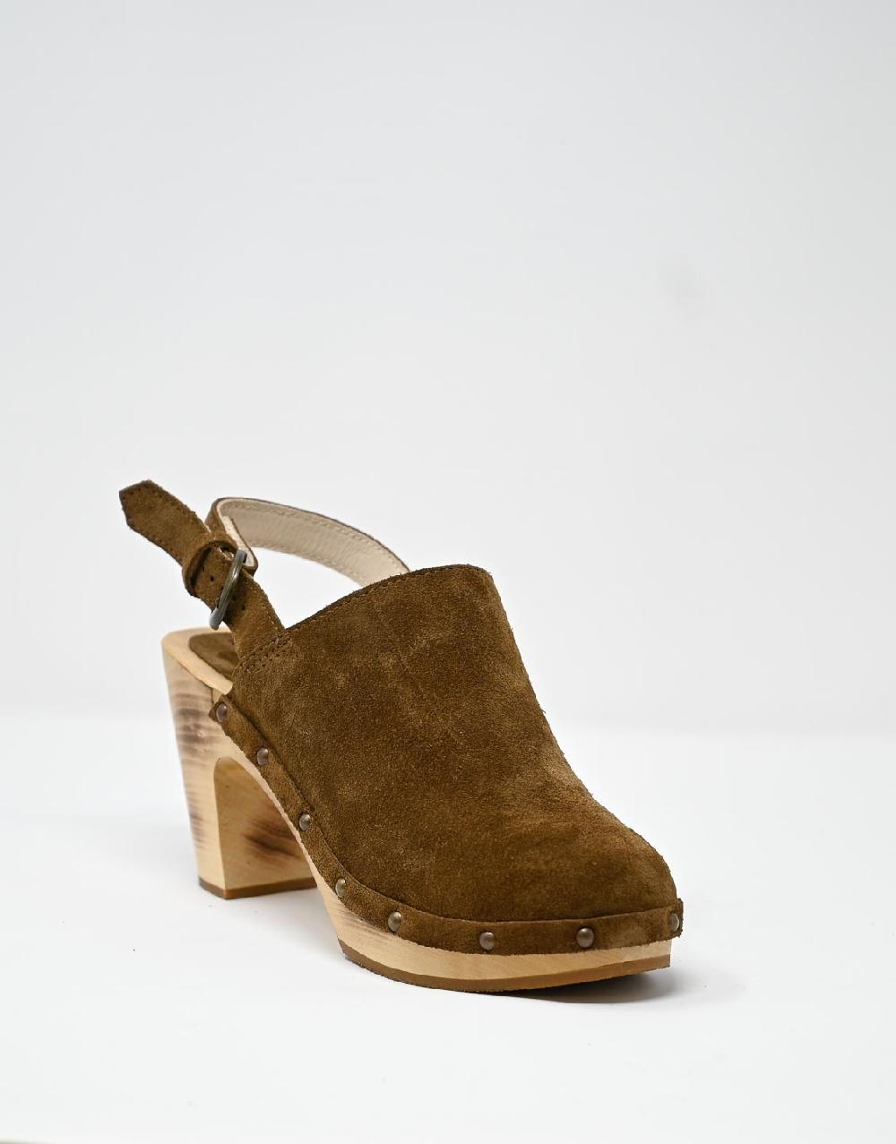 Wally Walker Zoccolo In Pelle Scamosciata Dark Chestnut Olandflex By Astorflex