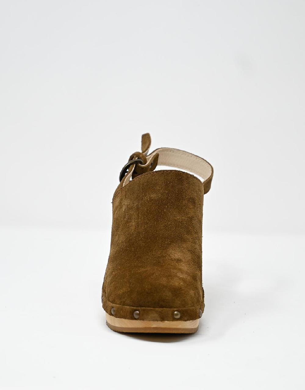 Wally Walker Zoccolo In Pelle Scamosciata Dark Chestnut Olandflex By Astorflex