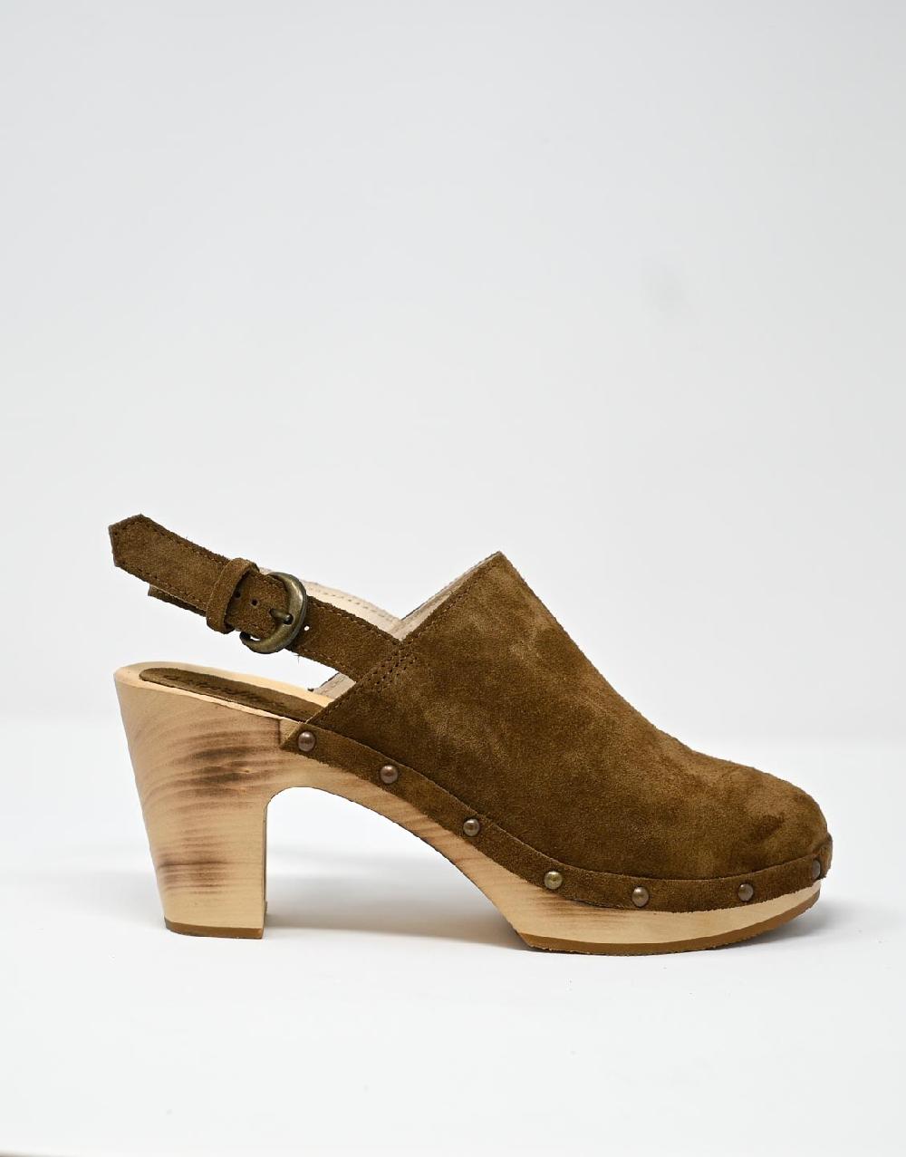 Wally Walker zoccolo in pelle scamosciata dark chestnut Olandflex by astorflex