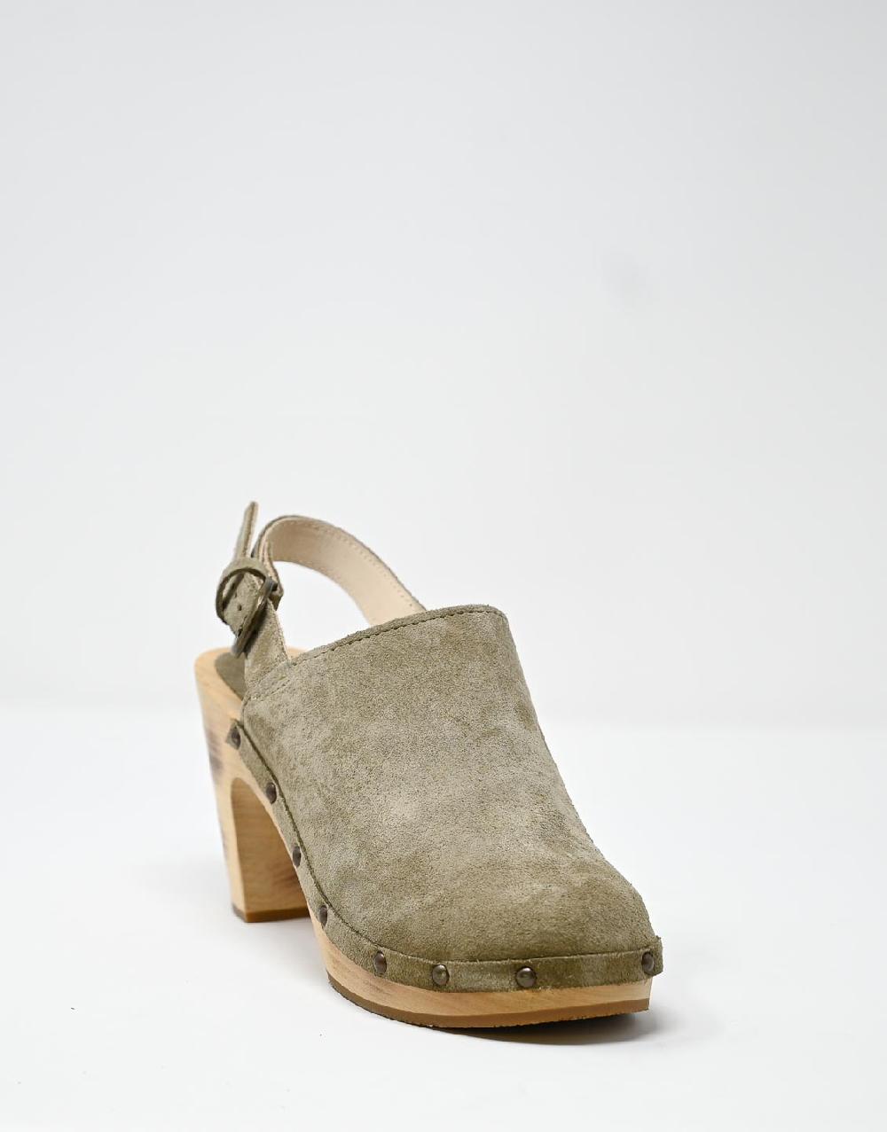 Wally Walker Zoccolo In Pelle Scamosciata Stone Olandflex By Astorflex