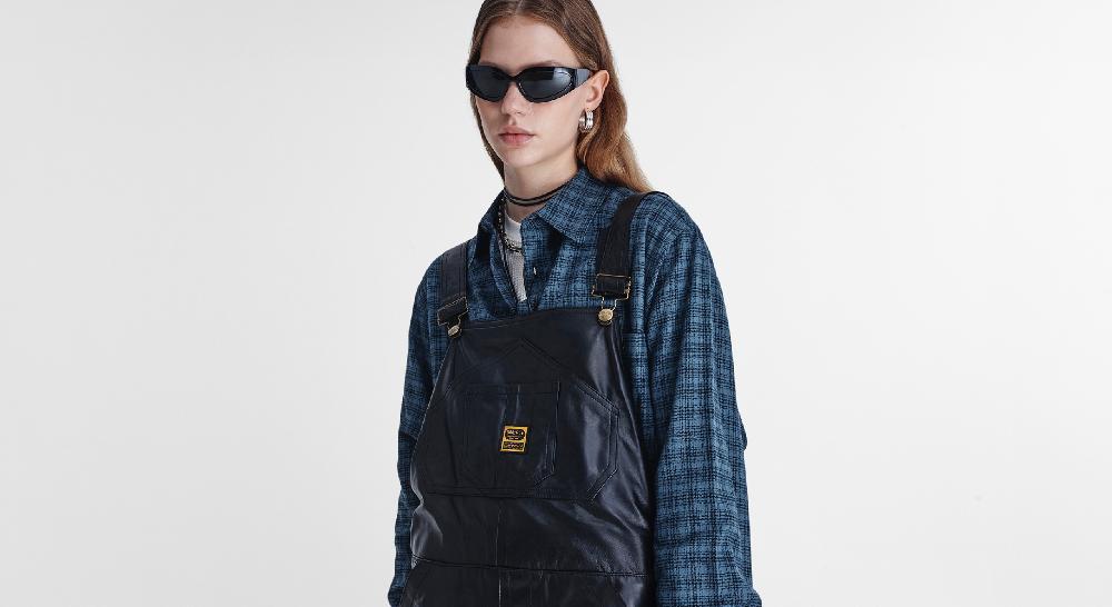 Washington Dee Cee Black Leather Overalls