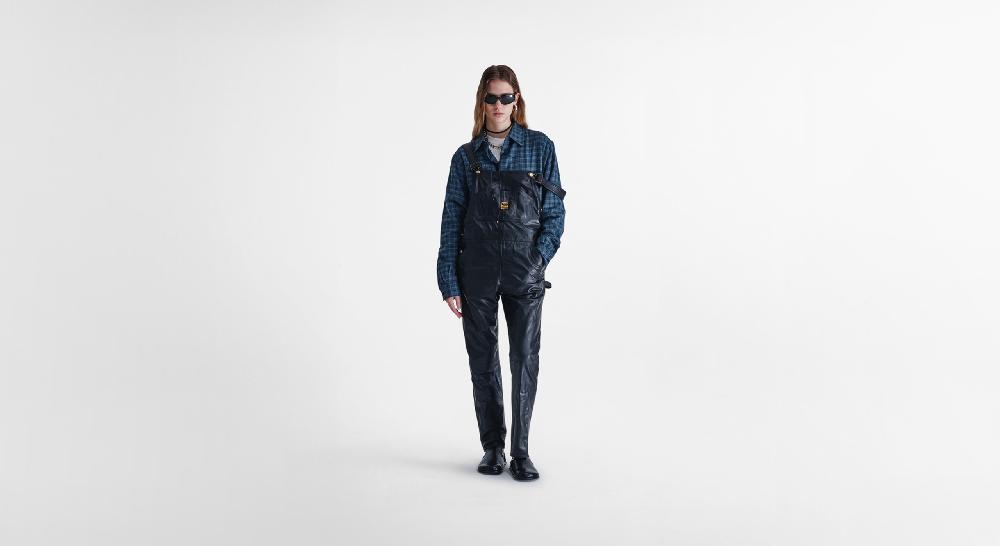 Washington Dee Cee Black Leather Overalls