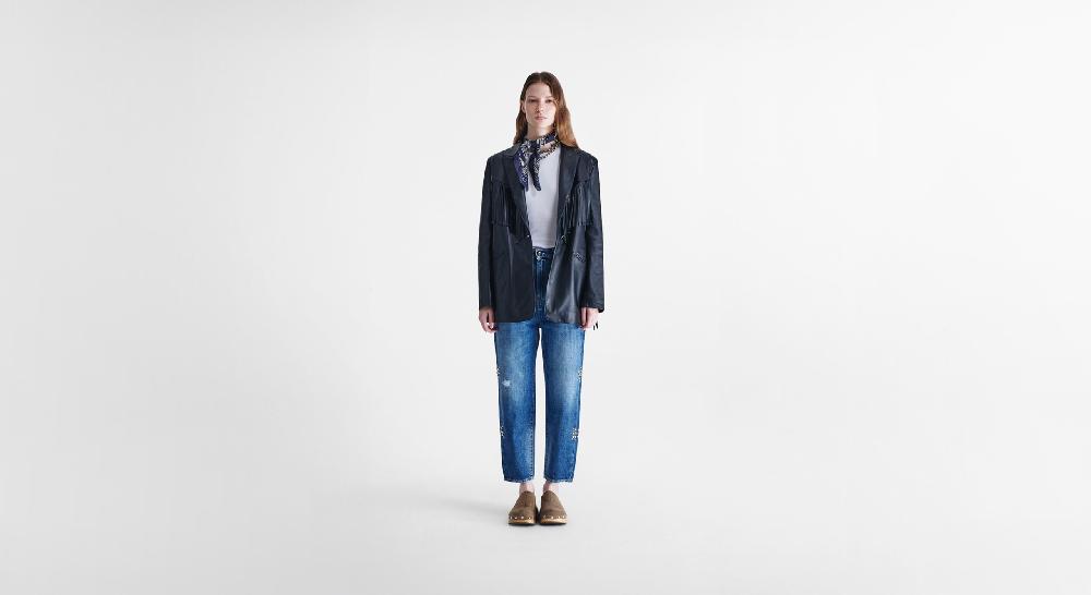 Washington Dee Cee Black Nappa Leather Blazer