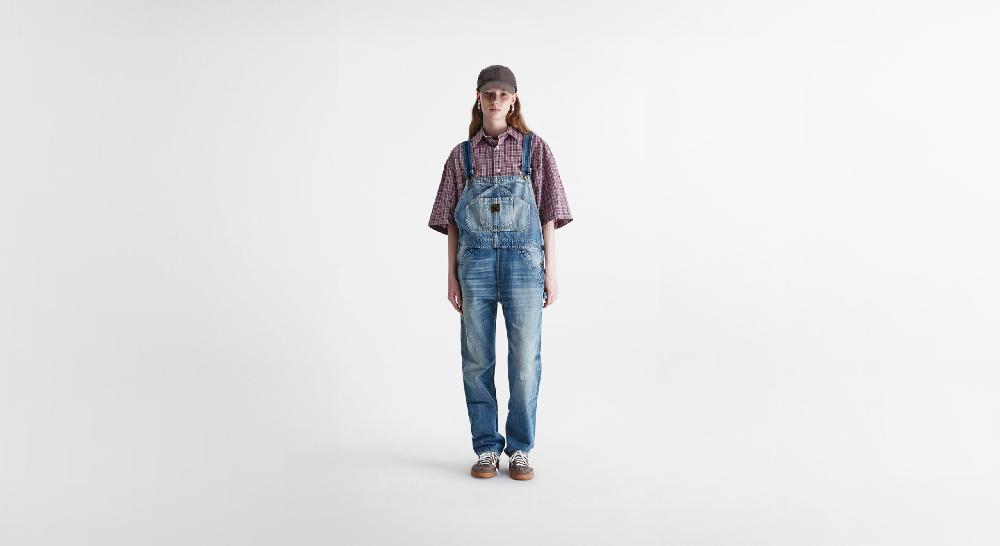 Washington Dee Cee Distressed Aged Blue Overalls