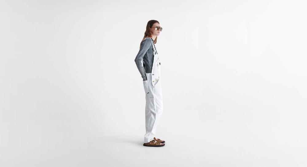 Washington Dee Cee White Tappered Denim Overalls