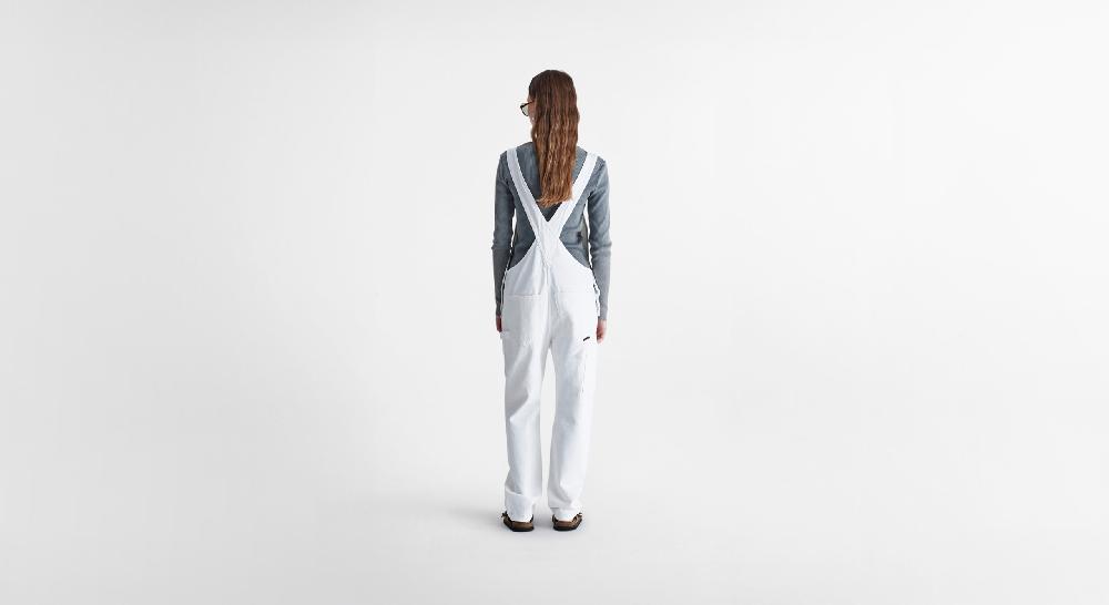 Washington Dee Cee White Tappered Denim Overalls